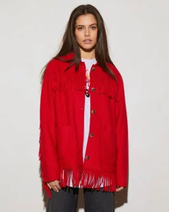 Sale STIEGLITZ Wool Fringe Jacket | Red